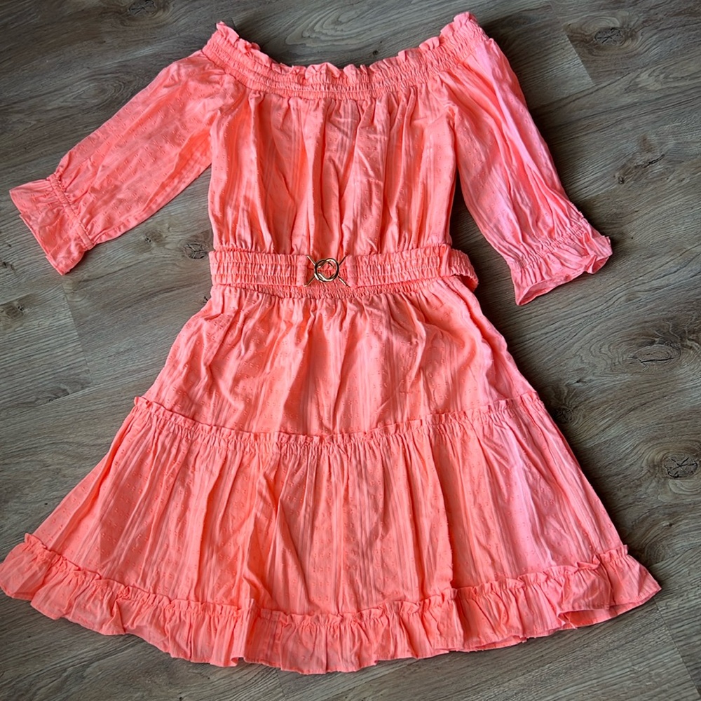 Lilly Pulitzer Size L bright orange/peach dress with belt